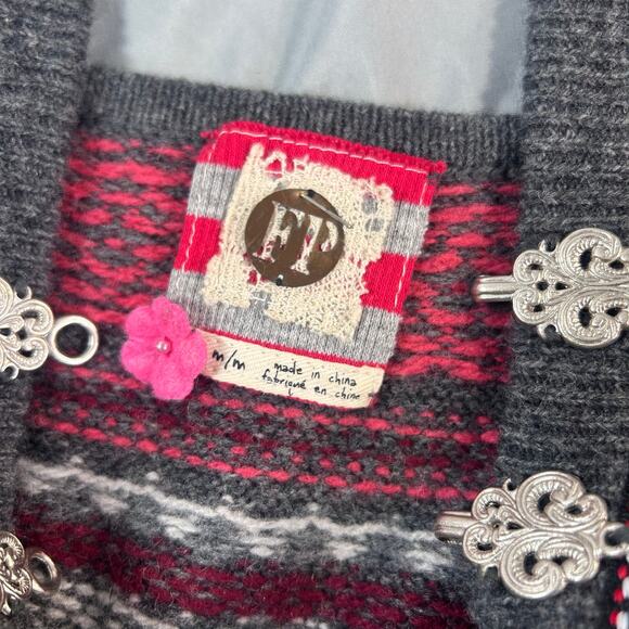 Free People Fair Isle Wool blend sweater dress with plaid ruffle hem size M - Picture 5 of 8